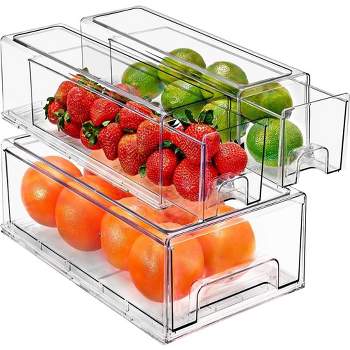 Sorbus 3 Piece (2 Small & 1 Medium) Clear Stackable Pull-Out Drawers - Organization and Storage Containers for Kitchen, Pantry, Bathroom and More