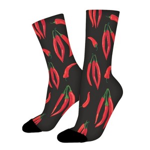 Red Peppers Women Printed Crew Socks Funny Funky Socks Soft Polyester Novelty Gifts for Artists Men - 1 of 1