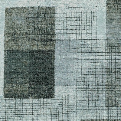 HomeRoots 8' X 10' Teal Blue And Gray Geometric Washable Indoor Outdoor Area Rug
