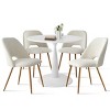 5-Piece Round-Shaped Dining Table Set for 4,35" Round Pedestal Dining Table With 4 Upholstered Bouclé Fabric Dining Room Chair -Maison Boucle - 2 of 4