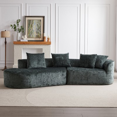 NicBex Couches for Living Room 114" Oversized Sectional Sofa Chenille Modern Upholstered 4-seater Curved Cloud Sofa Couch with Throw Pillows