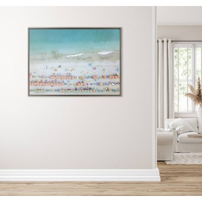 Monterosso Beach Aerial View Framed Canvas Wall Art