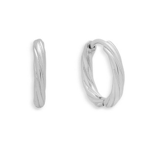 EVRY JEWELS WATERPROOF Gold or Silver Plated Stainless Steel Twist Texture Huggie Hoop Earrings - 1 of 3
