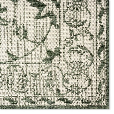 Nicole Miller Light Green and Ivory Floral Indoor/Outdoor Area Rug