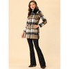 Allegra K Women's Buffalo Checks Winter Peter Pan Collar Long Plaid Coat - 3 of 4