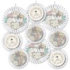 Big Dot of Happiness World Awaits - Hanging Travel Themed Party Tissue Decoration Kit - Paper Fans - Set of 9 - 2 of 4