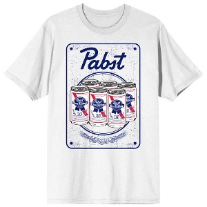 Pabst Blue Ribbon Placement Print Crew Neck Short Sleeve Men's White T-shirt - 1 of 3