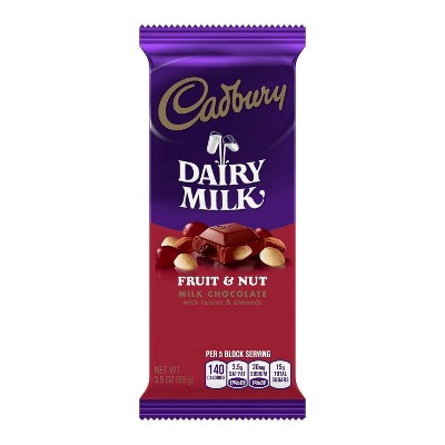 Cadbury Dairy Milk Fruit & Nut Chocolate Candy Bar - 3.5oz