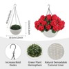 2 Set Artificial Outdoor Geraniums Flowers w/Hanging Basket, 2 Hanging Planters & 12 Pcs Red Geranium Flowers for Christmas Front Porch Garden Patio - 2 of 4