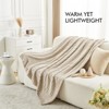 Aoibox Soft Boho Fleece Throw Blanket for Couch and Bed, Ultra Cozy Lightweight Fluffy Plush Blanket in Beige and Tan - 3 of 4