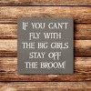 Slickblue Funny Witch Quote Wood Sign – “Stay Off the Broom” Saying, 7x7 Rustic Knotty Pine Wall Art - 2 of 3