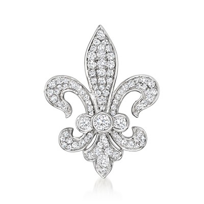 Ross-Simons 1.00 ct. t.w. Diamond Fleur-De-Lis Pin in Sterling Silver