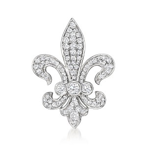 Ross-Simons 1.00 ct. t.w. Diamond Fleur-De-Lis Pin in Sterling Silver - 1 of 4