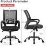 RISOKEYS Ergonomic Office Chair with Breathable Mesh Lumbar Support, 360° Swivel Casters & Adjustable Armrests for Office,Home - 3 of 4