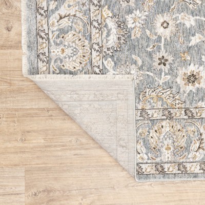 Blue and Ivory Synthetic Traditional Runner Rug 2'3" x 7'6"