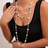 Gold Long Pearl Necklaces for Women White Faux Pearl Necklace Double Layered Pearl Necklace Charm Sweater Chain Jewelry Gifts - 3 of 4