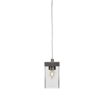 Toltec Lighting Nouvelle 1 - Light Pendant in  Graphite with 4" Square Clear Bubble Shade