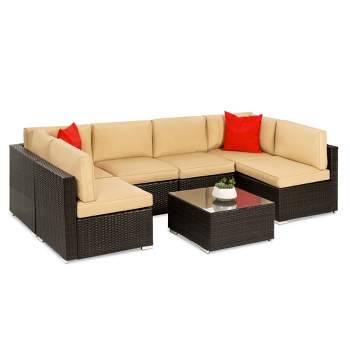 Best Choice Products 7-Piece Outdoor Modular Patio Conversation Furniture, Wicker Sectional Set
