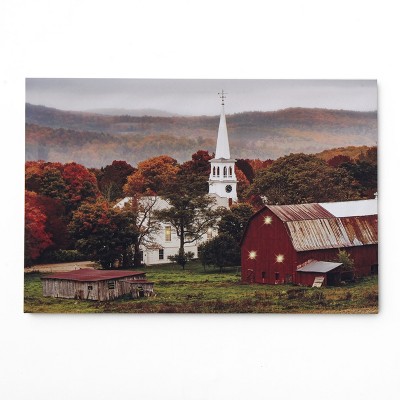 Lakeside Farmhouse Church by the Farm Lighted Wall Art Canvas Picture