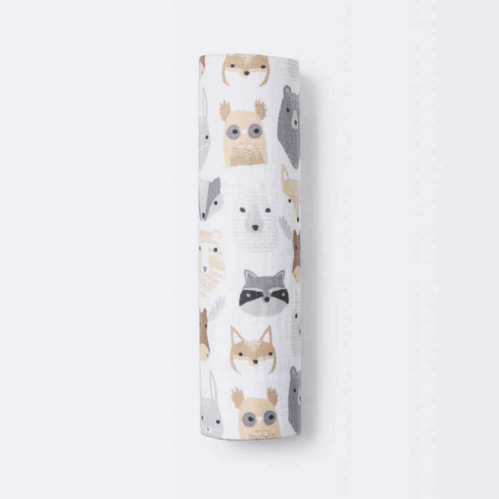 Muslin Swaddle Blanket Woodland Animals - Cloud Island Gray