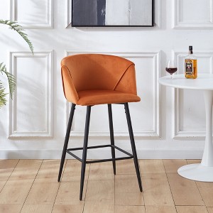 2PCS Velvet Counter Height Bar Stool with Metal Legs and Ergonomic Curved Back for Living Room - 1 of 4