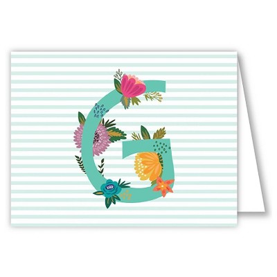 10ct Folded Notes Vintage Floral Monogram - G