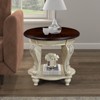 KWPZQEB 2-Tier Round End Table, 22 Inch - Vintage Sofa Side Table with Bottom Shelf, Solid Wood End Table for Living Room Bedroom - 2 of 4