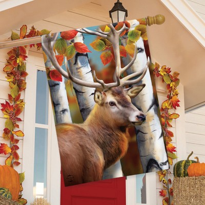 Forest Deer Autumn Leaves Rectangular Polyester House Flag 28" x 40"