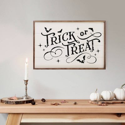 Kendrick Home Trick Or Treat Bats and Curls Wall Art White