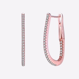 Guili Sterling Silver Hoop Earrings with 18K Rose Gold Plating and Sparkling Cubic Zirconia Stones, A Perfect Pair to Elevate Your Jewelry Collection - 1 of 4