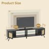 Bestier 80" Black TV Stand with LED for TVs up to 85", Rattan Mid Century Modern Entertainment Center, Black - 4 of 4
