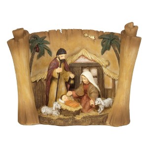 Dicksons Holy Family in Rustic Brown Scroll 7.25 x 5.75 Resin Table Top Figurine - 1 of 1