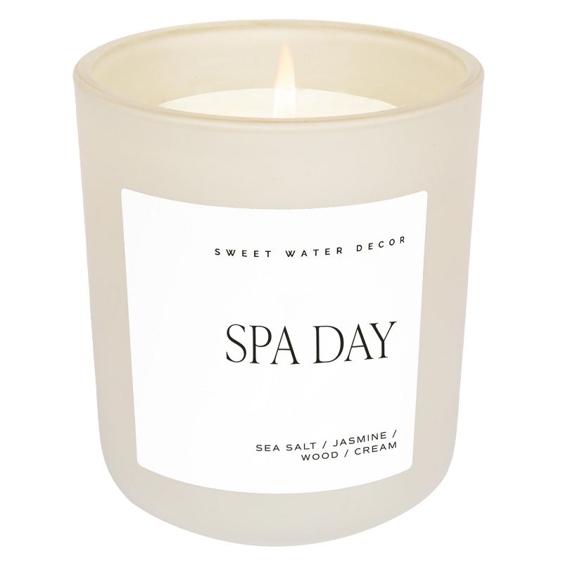 Sweet Water Decor Spa Day 15oz Tan Matte Jar Soy Candle, 1 of 4