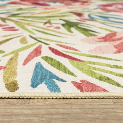 5' x 7' Multicolor Synthetic Flat Woven Oriental Rug
