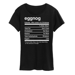 Women's - Instant Message - Eggnog Nutrition Christmas Short Sleeve Graphic T-Shirt - 1 of 4