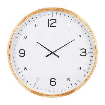 Wood Wall Clock with White Backing Light Brown - Olivia & May