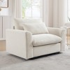 Beige Corduroy Deep Seat Single Sofa Accent Chair,Deep Seat Couch with Waist Pillow for Living Room/Apartment/Office - 3 of 4