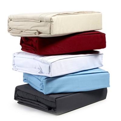 Twin Blue Microfiber Embroidered Sheet Set