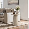 LuxenHome Stone Pattern Manufactured Wood 19.7-Inch Tall Round End and Side Table Beige - 4 of 4