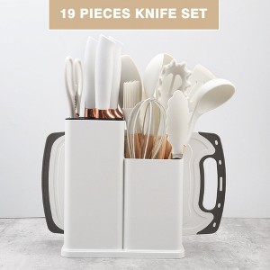 19-Piece Cooking Tools and Knives Set, Kitchen Utensils Set, Non-Scratch, Heat-Resistant（White） - 1 of 4