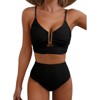 Coolmee 2 Piece Bestselling Bikini Set U-Wire Cutout Swimsuit High Waisted Textured Summer Beach Swim Bathing Suits - 3 of 4