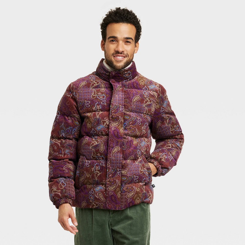 Houston White Adult Paisley Puffer Jacket - Dark Purple S