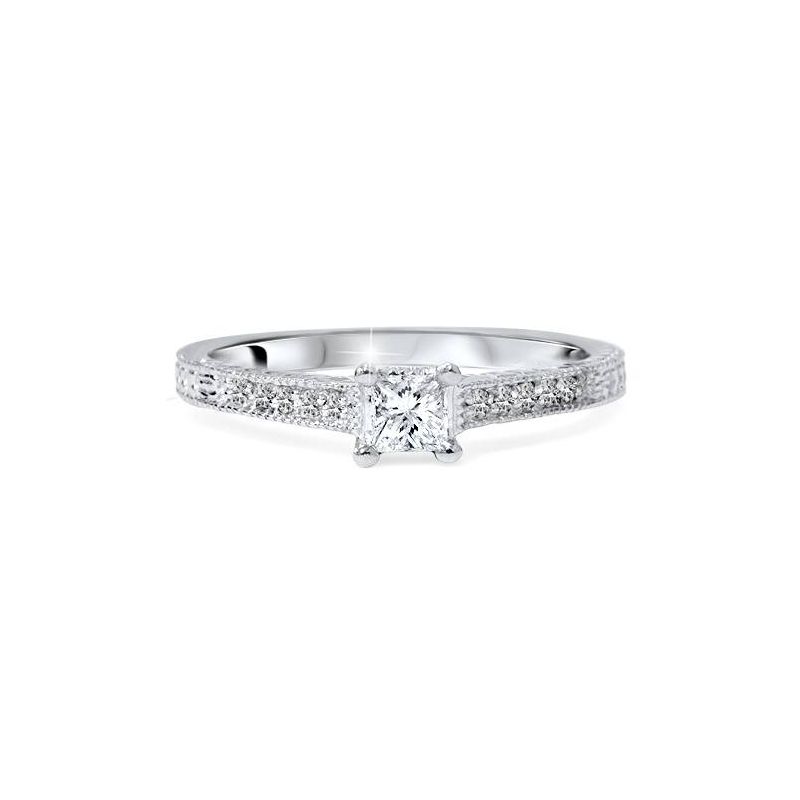 Pompeii3 1/3ct Princess Cut Diamond Engagement Ring 14K White Gold, 3 of 5