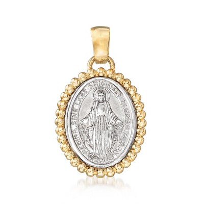 Ross-Simons Italian 14kt 2-Tone Gold Miraculous Medal Pendant Size 0.88