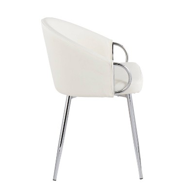 Claire White Faux Leather and Chrome Dining Chair Set