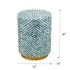 Kumasinova 14x14x18" Decorative Round Accent End Table,2-In-1 MDF Stool with Blue&White Capiz Design&Gold Pedestal Base for Living Room - 3 of 4