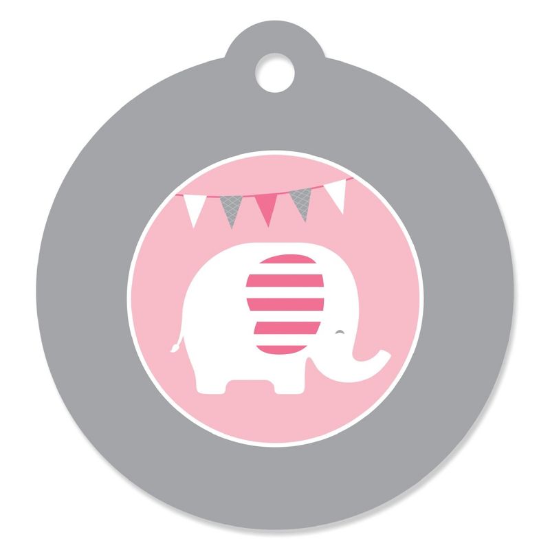 Big Dot of Happiness Pink Elephant - Girl Baby Shower or Birthday Party Favor Gift Tags (Set of 20), 1 of 4