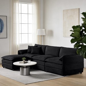 GDFStudio Morwen 109.45'' Modern Chenille Upholstered Oversized Deep Seat Modular Sectional Sofa with 3 Cushions - 1 of 4