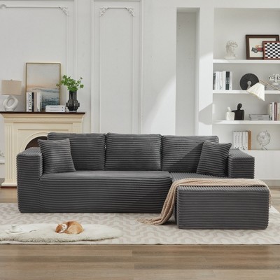 106" Corduroy L-Shaped Cloud Modular Sectional Sofa Right Chaise