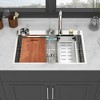 Gulches 33"x22" Drop-in Ledge Workstation Sink, 16G T304 Stainless Steel, with Pull-Out Faucet & Cup Washer - 2 of 4